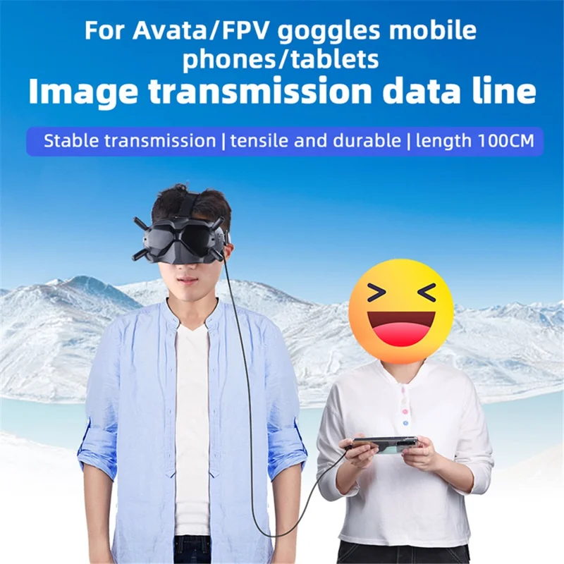 BRDRC 6197 لكابل اتصال نظارات DJI Avata FPV بطول 1 متر، كابل بيانات، كابل محول للاتصال بالهواتف المحمولة - من نوع C إلى مايكرو USB