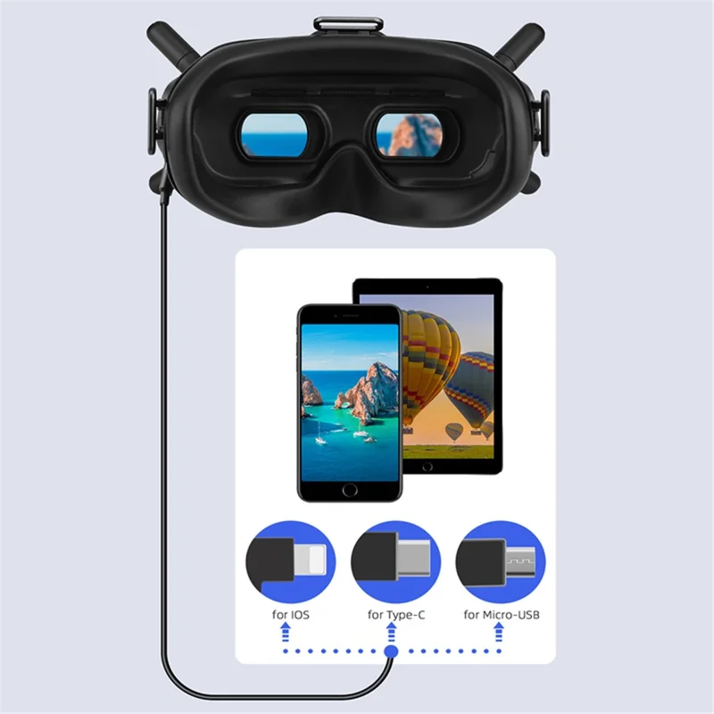 BRDRC 6197 لكابل اتصال نظارات DJI Avata FPV بطول 1 متر، كابل بيانات، كابل محول للاتصال بالهواتف المحمولة - من نوع C إلى مايكرو USB