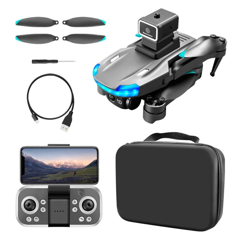 S138 Folding RC Brushless Mini Drone Optical Flow Positioning Obstacle Avoidance Aircraft Four-Axis Dual Camera Aerial Photo Airplane Toy (Single Battery) - Silver Grey