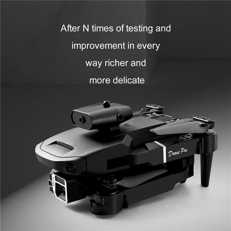 E100 Dual Camera RC Aircraft Obstacle Avoidance Portable Quadcopter Dual WiFi HD Aerial Photo Folding Drone (Dual Batteries) - Black