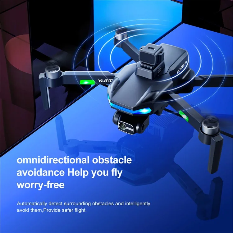 YLR / C S135 Drone à Trois Axes Stabilisé à la Carte GPS 8K HD Photographie Aérienne Télécommandé Évitement d'Obstacles Avion Pliable (3 Batteries) - Noir 