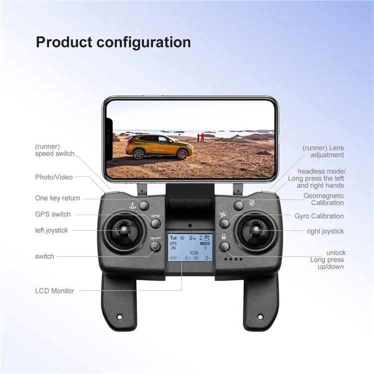 YLR / C S135 Drone à Trois Axes Stabilisé à la Carte GPS 8K HD Photographie Aérienne Télécommandé Évitement d'Obstacles Avion Pliable (3 Batteries) - Noir 