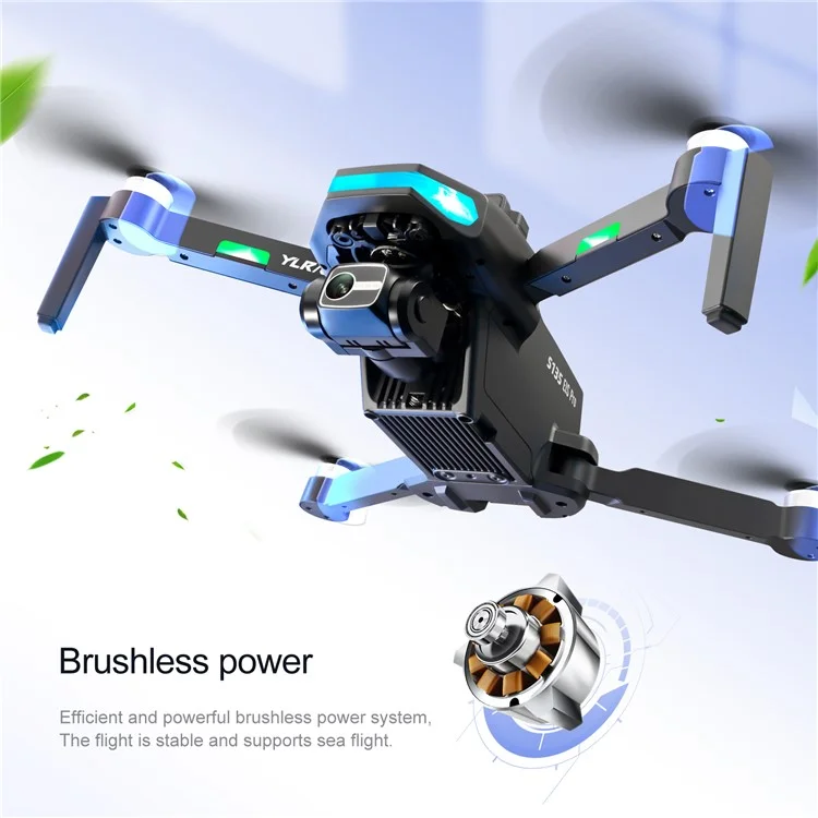 YLR / C S135 Brushless GPS Three-Axis Drone Self-Stabilizing Gimbal 8K HD Aerial Photo Remote Control Aircraft Obstacle Avoidance Folding Airplane Toy (3Pcs Batteries) - Grey