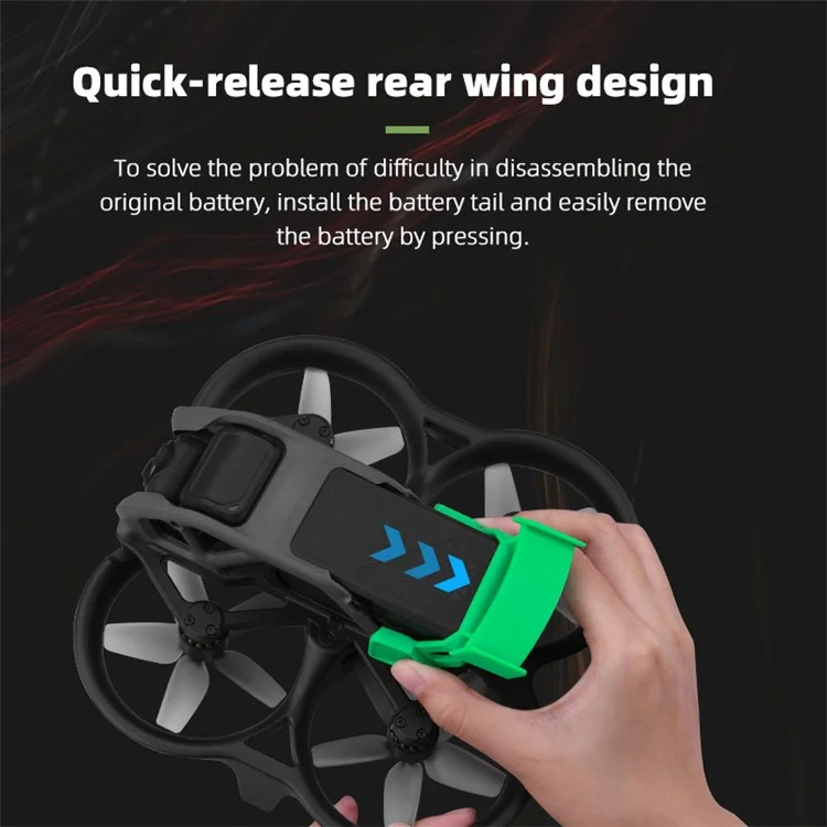 BRDRC-9626 Battery Removal Rear Wing for DJI Avata Drone Battery Protector Buckle Quick Release Accessories - Black