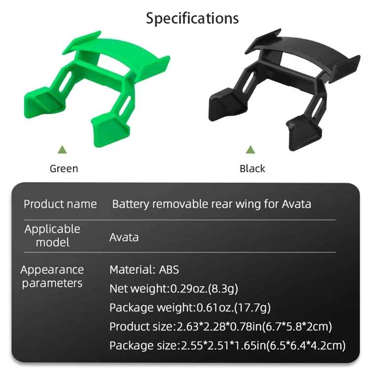 BRDRC-9626 Battery Removal Rear Wing for DJI Avata Drone Battery Protector Buckle Quick Release Accessories - Black