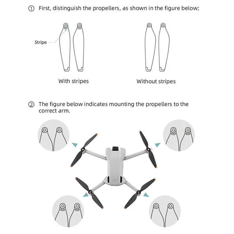 EWB9632 Dos pares de hélices de repuesto RC Drone para cuadrirrotor DJI Mini 3 RC - Oro
