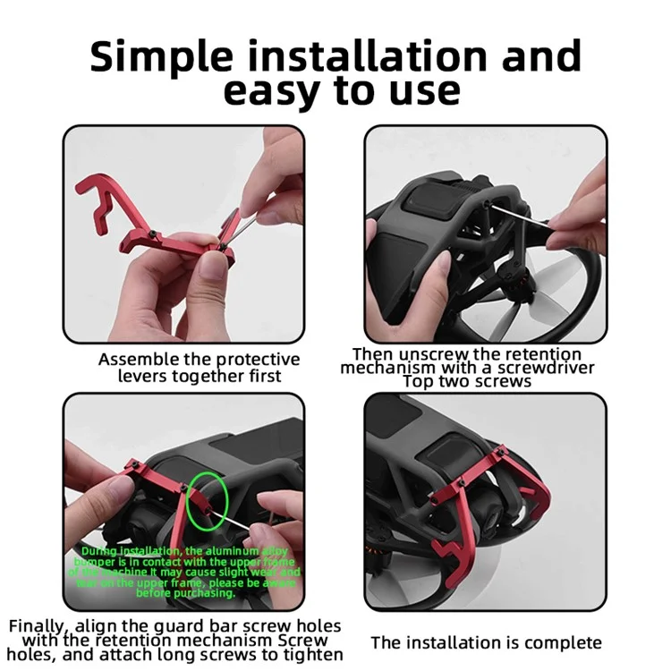 BRDRC Für DJI Avata Gimbal Bumper Aluminiumlegierung Anti-Kollisions-Schutzstange Sicherheitsschutz Zubehör - Rot