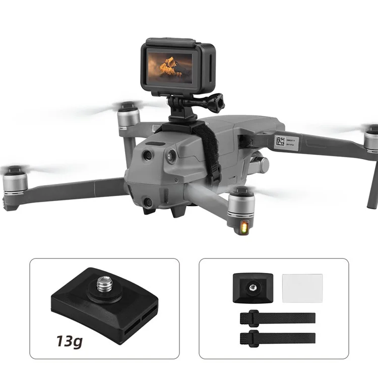 BRDRC DJI-8060 For DJI Mavic 2 / Pro / Air 2 / for FIMI X8 SE 2020 Universal Upper Bracket Sports Camera Adapter Magic Tape Strap Kit Set