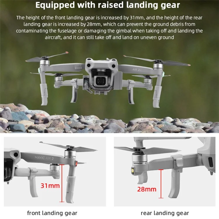 BRDRC DJI-9199 Conjunto de tren de aterrizaje para lanzador para el sistema de entrega de cargas útiles DJI Air 2S / Air 2 RC Drone Accesorios