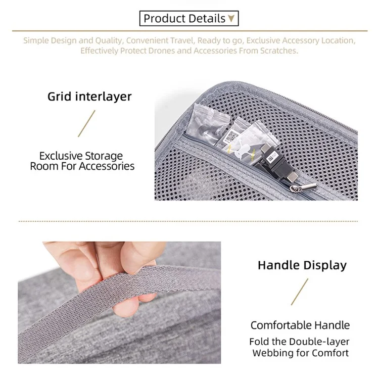 Pour DJI Mini 2 SE / Mini 2 / Mini 4K Fly More Combo Sac de rangement Étui de transport antichoc avec sangle d'épaule - Doublure noire