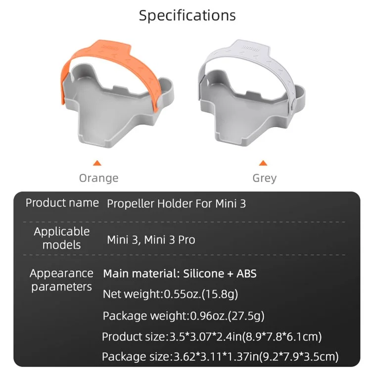 Brdrc Pour Dji Mini 3 / Mini 3 Pro Drone Propeller Holder Blades Stabilising Propersers Guard Strap - Orange