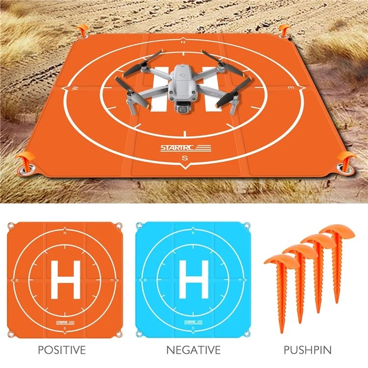 STARTRC 65 cm Alfombra de aterrizaje plegable impermeable para dron con clavos de tierra 