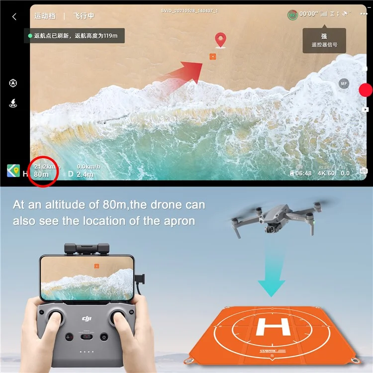 STARTRC 65 cm Alfombra de aterrizaje plegable impermeable para dron con clavos de tierra 