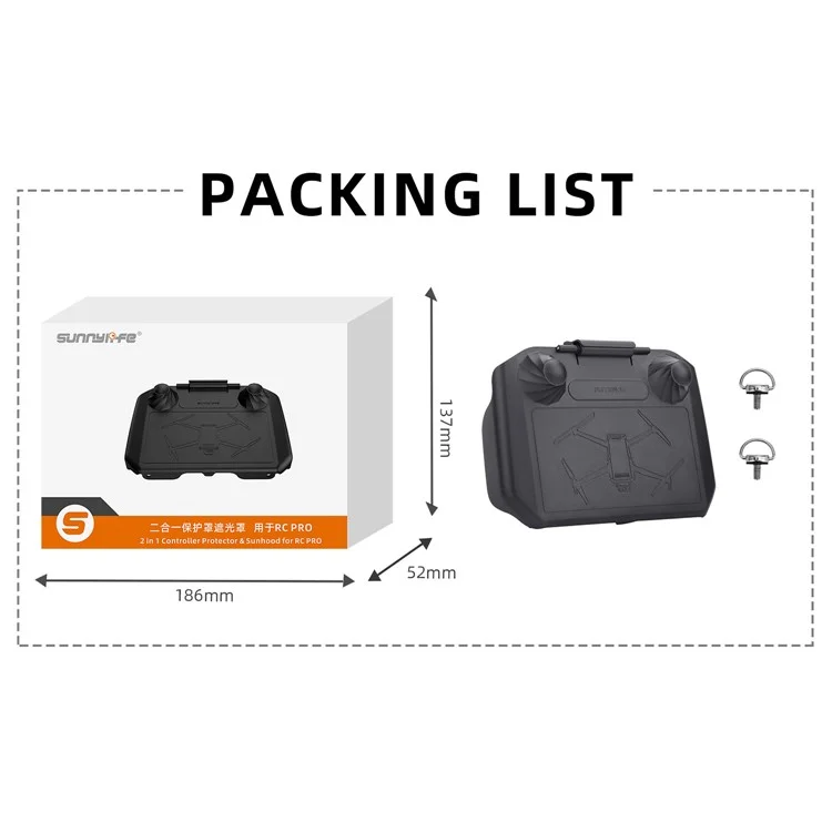 SUNNYLIFE YK558 For DJI RC Pro Remote Control Anti-Scratch Protector Case with Sun Hood Sunshade Sunlight Shelter