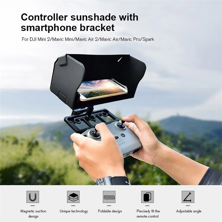 STARTRC 1108860 Für DJI Mini 2 / Mavic Mini / Air 2 Controller Sonnenblende mit Handyhalterung und Tragriemen