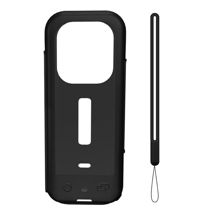 BRDRC Silicone Case für Insta360 X3 Panoramakamera, Kratzschutz, Schutzhülle mit Gurt - Schwarz