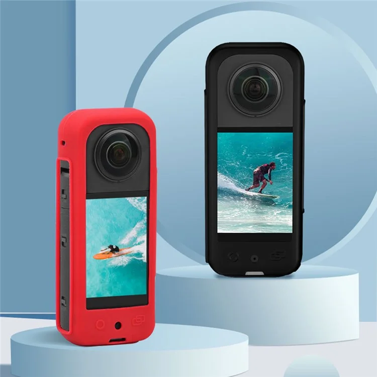BRDRC Silicone Case für Insta360 X3 Panoramakamera, Kratzschutz, Schutzhülle mit Gurt - Schwarz
