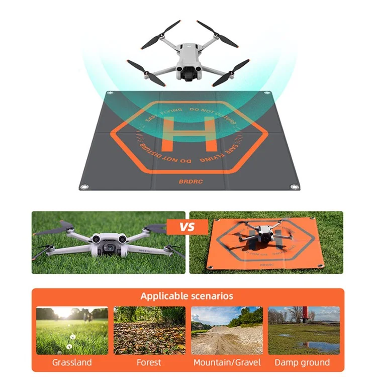 BRDRC Landeplatte für DJI Mini 3 Pro / Avata / Air 2 / Mini 2 / Mini SE / Mavic Mini 50cm PU Leder Drohnen-Parkplatte