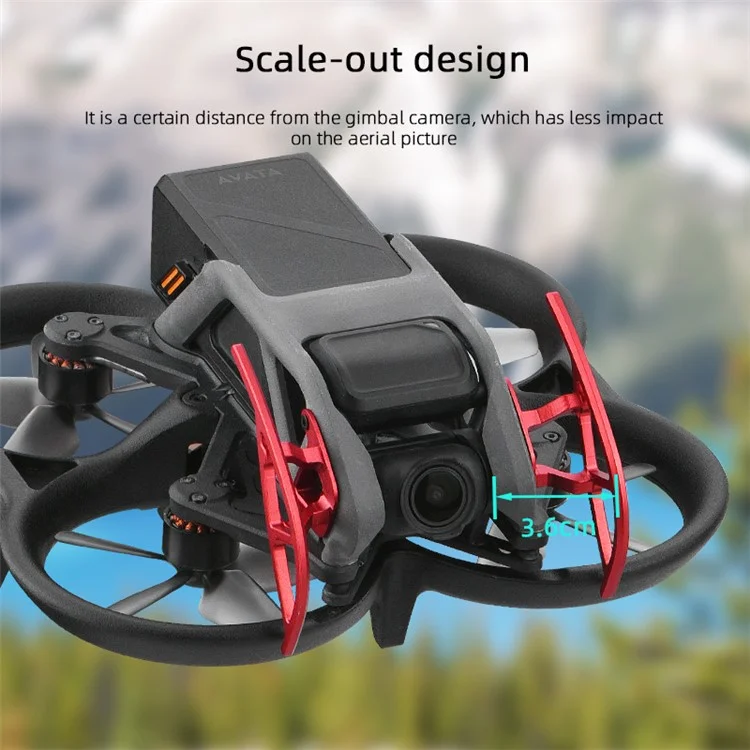 BRDRC 1 Par de Parachoques del Gimbal del Drone para DJI Avata, Barra de Protección Antichoque de Aleación de Aluminio - Rojo