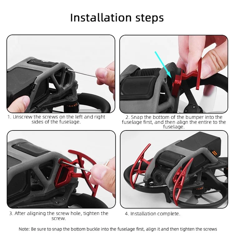 BRDRC 1 Par de Parachoques del Gimbal del Drone para DJI Avata, Barra de Protección Antichoque de Aleación de Aluminio - Rojo