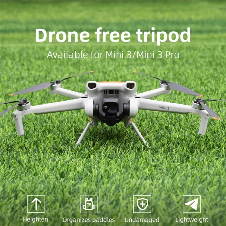 BRDRC Pour DJI Mini 3 / Mini 3 Pro Atterrissage Pliable Béquilles ABS Rehausseur de Hauteur avec Sangle en Silicone - Orange