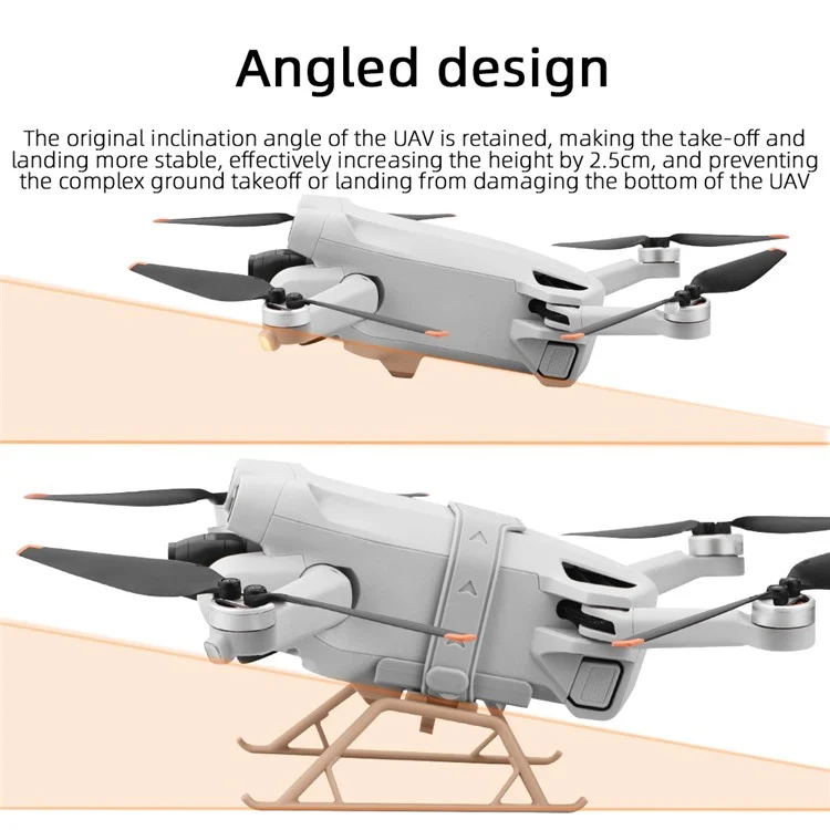 BRDRC Pour DJI Mini 3 / Mini 3 Pro Atterrissage Pliable Béquilles ABS Rehausseur de Hauteur avec Sangle en Silicone - Orange
