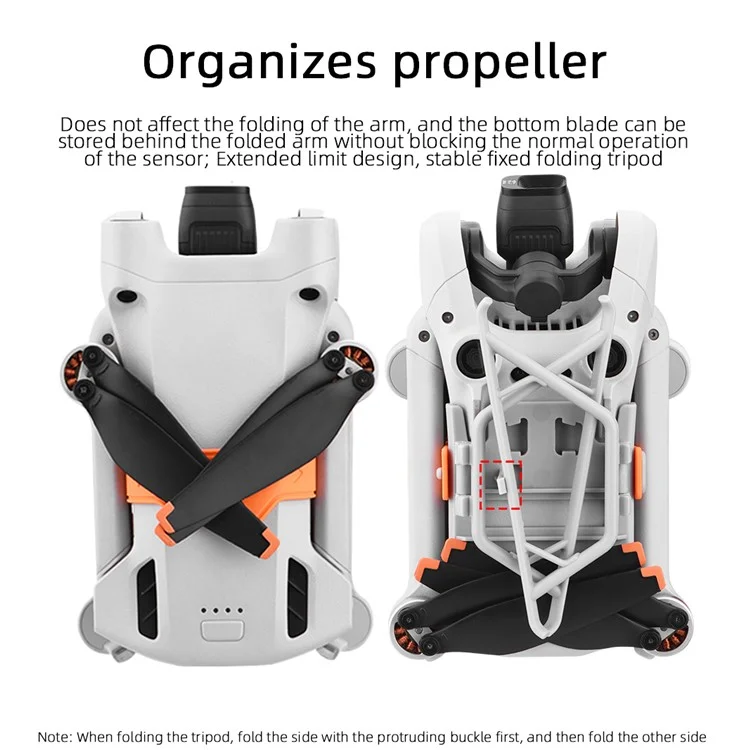 BRDRC Pour DJI Mini 3 / Mini 3 Pro Atterrissage Pliable Béquilles ABS Rehausseur de Hauteur avec Sangle en Silicone - Orange