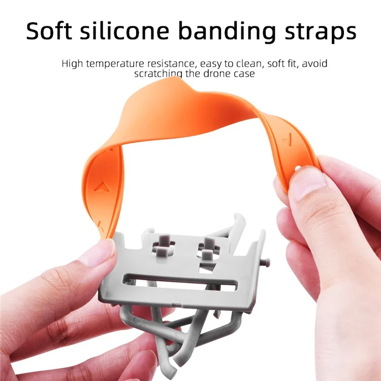 BRDRC Pour DJI Mini 3 / Mini 3 Pro Atterrissage Pliable Béquilles ABS Rehausseur de Hauteur avec Sangle en Silicone - Orange