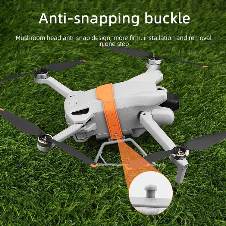BRDRC Pour DJI Mini 3 / Mini 3 Pro Atterrissage Pliable Béquilles ABS Rehausseur de Hauteur avec Sangle en Silicone - Orange