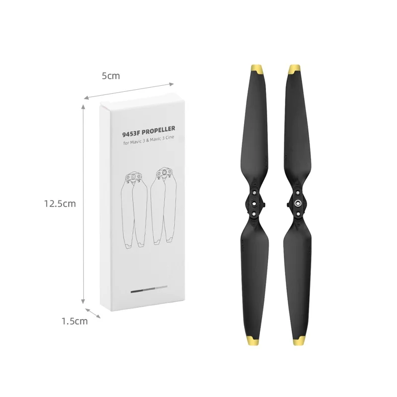 BRDRC 9453 1 Pair For DJI Mavic 3 / Mavic 3 Pro Quick Release Propeller Drone Blade Spare Parts - Gold Edge