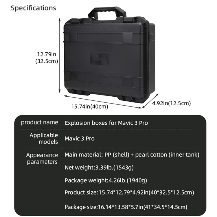 BRDRC Box Portable Boîte de Rangement Pour Choc Pour Les Chocs Pour DJI Mavic 3 Pro, Drone Accessoires RC Control Contrat Base