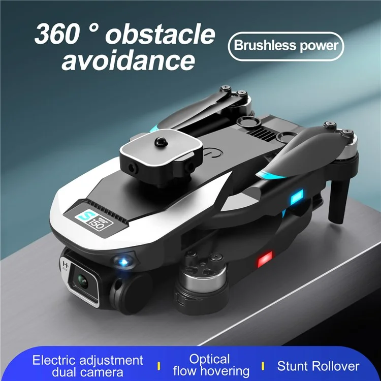 S150 Drone RC à Évitement d'Obstacles à 4 Côtés avec Caméra Double, Aéronef Pliable à Flux Optique et Positionnement, Quadricoptère avec Double Batterie