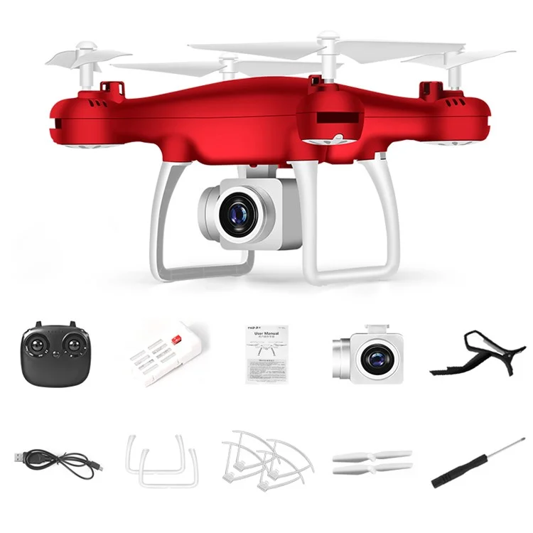 8S RC Drone 1080P Camera Fixed Altitude 4-Axis Aircraft Remote Control ABS Quadcopter with 1 Battery - Red