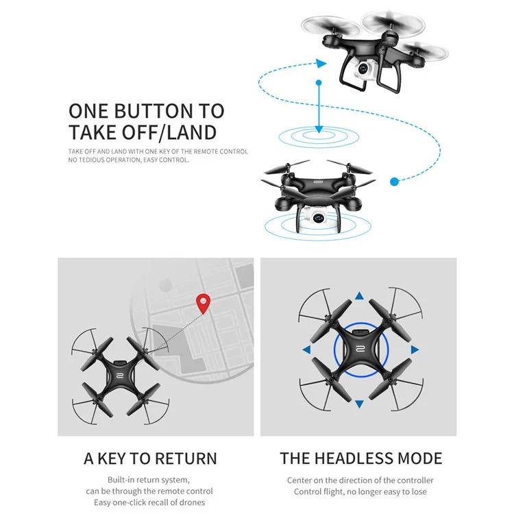 8S RC Drone 1080P Camera Fixed Altitude 4-Axis Aircraft Remote Control ABS Quadcopter with 1 Battery - Red