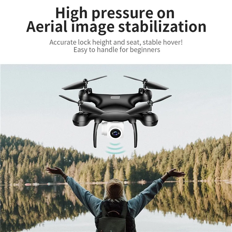 8S RC Drone 1080P Camera Fixed Altitude 4-Axis Aircraft Remote Control ABS Quadcopter with 1 Battery - Red