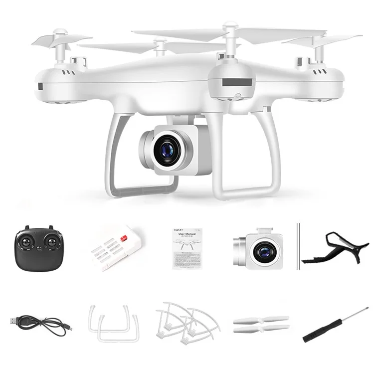 8S RC Drone 1080P Camera Fixed Altitude 4-Axis Aircraft Remote Control ABS Quadcopter with 1 Battery - White