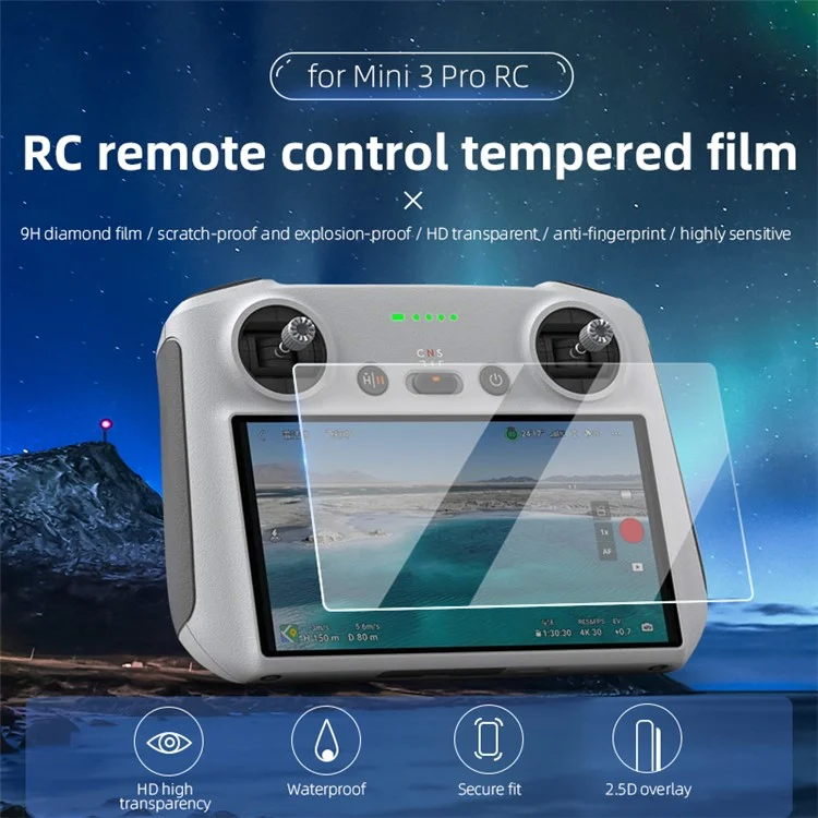 BRDRC 2PCS Закаленная стеклянная пленка для пульта ДУ DJI Mini 3 Pro Защита экрана HD Clear Screen Cover
