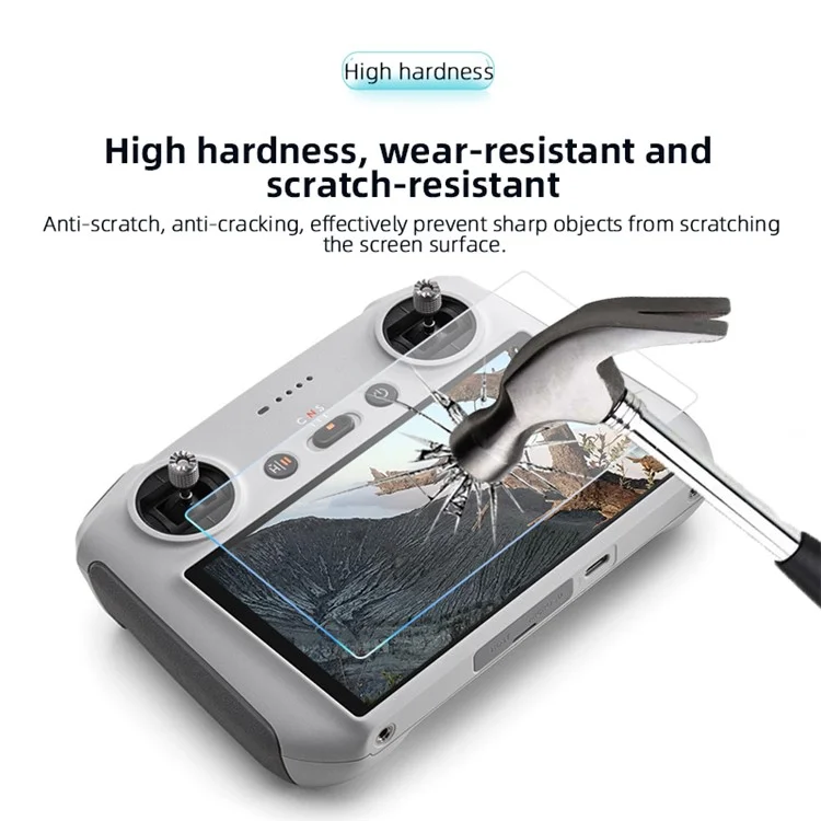 BRDRC 2PCS Закаленная стеклянная пленка для пульта ДУ DJI Mini 3 Pro Защита экрана HD Clear Screen Cover