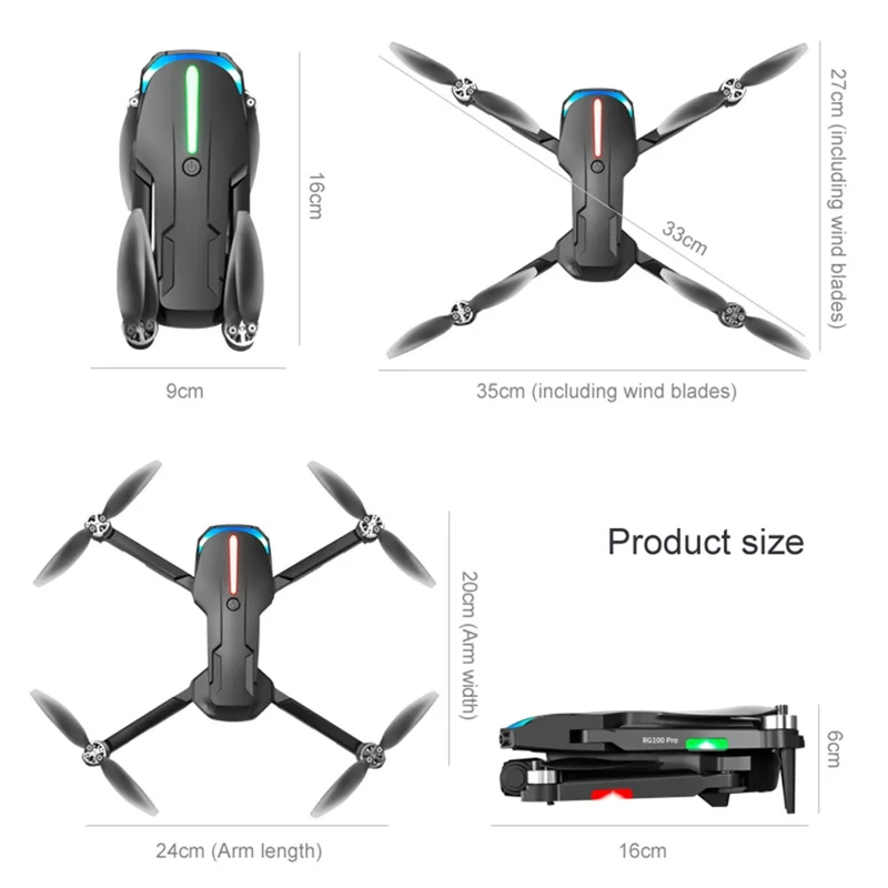RG100 Pro RC Drone Dual Lens Three-sided Obstacle Avoidance Quadcopter Remote Control Aircraft, 1 Battery - Orange