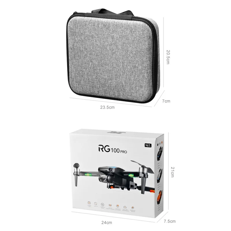 RG100 Pro RC Drone Dual Lens Three-sided Obstacle Avoidance Quadcopter Remote Control Aircraft, 1 Battery - Orange