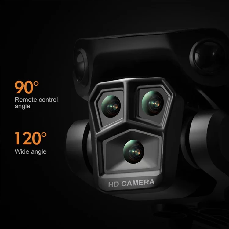 K6 Max RC Drone 480P Drei-Linsen-Optische-Fluss-Positionierung Hindernisschutz Fernbedienung ABS Quadcopter, 2 Batterien - Schwarz