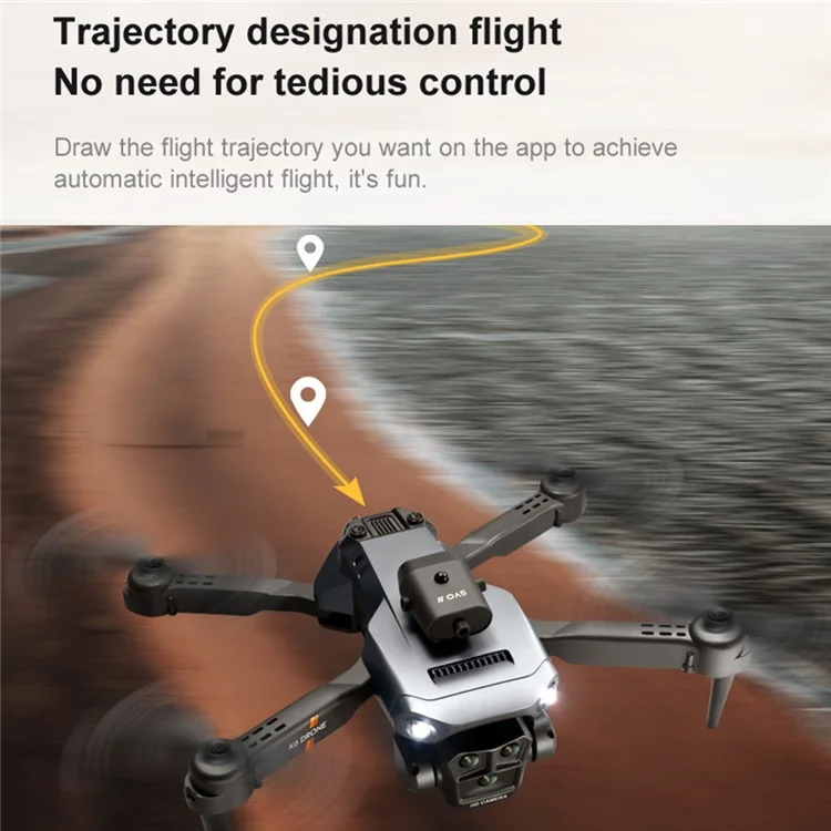 K6 Max RC Drone 480P Drei-Linsen-Optische-Fluss-Positionierung Hindernisschutz Fernbedienung ABS Quadcopter, 2 Batterien - Schwarz