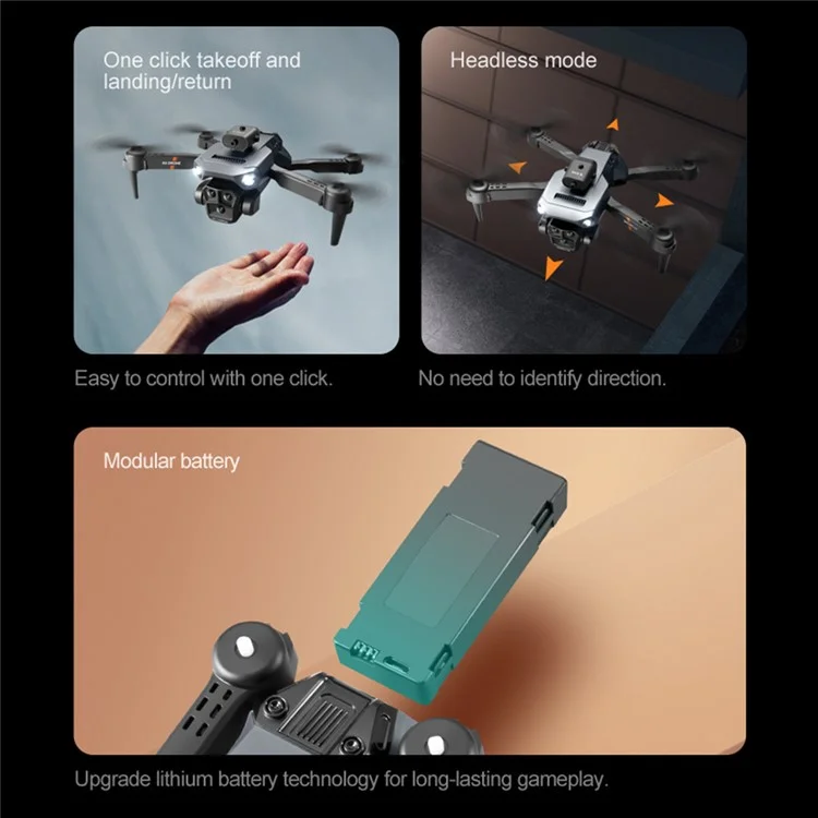 K6 Max RC Drone 480P Drei-Linsen-Optische-Fluss-Positionierung Hindernisschutz Fernbedienung ABS Quadcopter, 2 Batterien - Schwarz