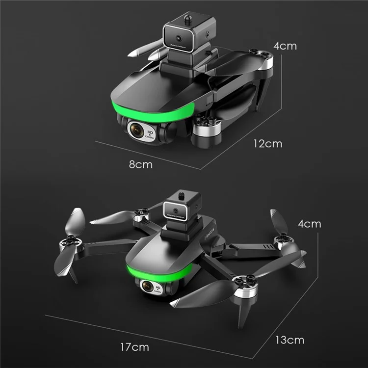 LSRC S5S Mini Drone 4K (480P) Double Caméra HD Évitement de L'obstacle Sans Balais Pliant Pliant RC Plan RC - Noir