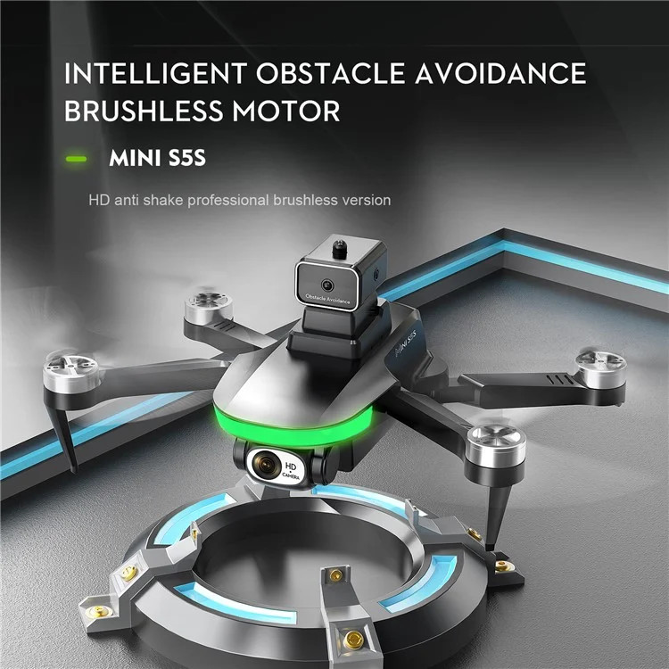LSRC S5S Mini Drone 4K (480P) Caméra Dual HD Évitement d'obstacles Brushless Pliable Quadcopter RC Plane - Noir