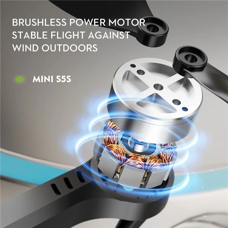 LSRC S5S Mini Drone 4K (480P) Caméra Dual HD Évitement d'obstacles Brushless Pliable Quadcopter RC Plane - Noir