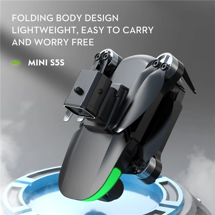 LSRC S5S Mini Drone 4K (480P) Caméra Dual HD Évitement d'obstacles Brushless Pliable Quadcopter RC Plane - Noir