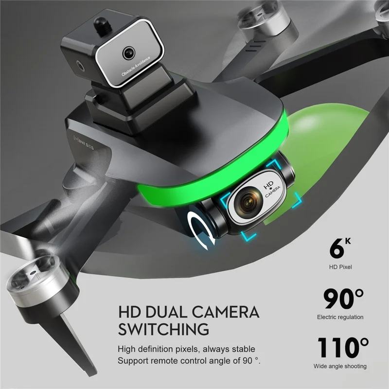 LSRC S5S Mini Drone 4K (480P) Dual HD Camera Obstacle Avoidance Brushless Folding Quadcopter RC Plane - Bianco