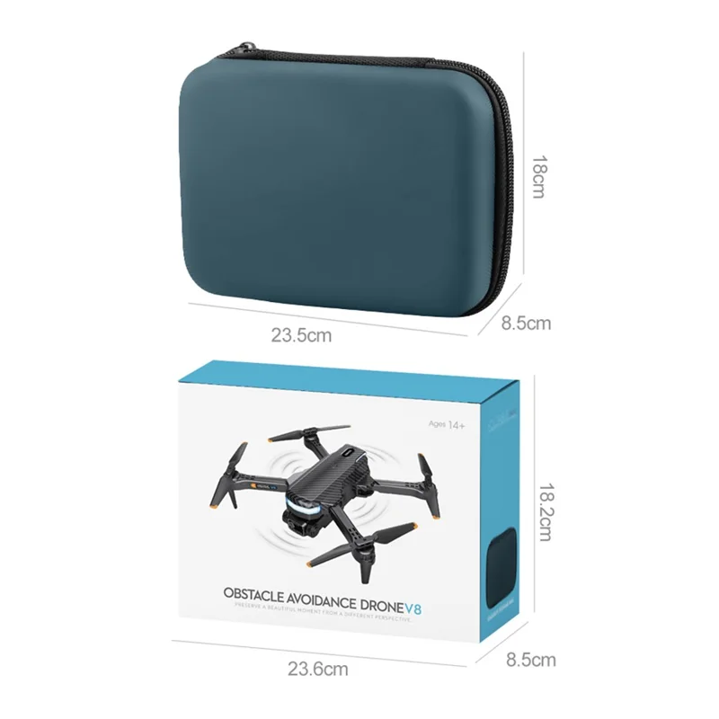 V8 Drone Control remoto Avión 480P Lentes duales 4-Eje Gimbal Quadcopter Evitar obstáculos, Posicionamiento de flujo óptico, 3 Baterías - Negro