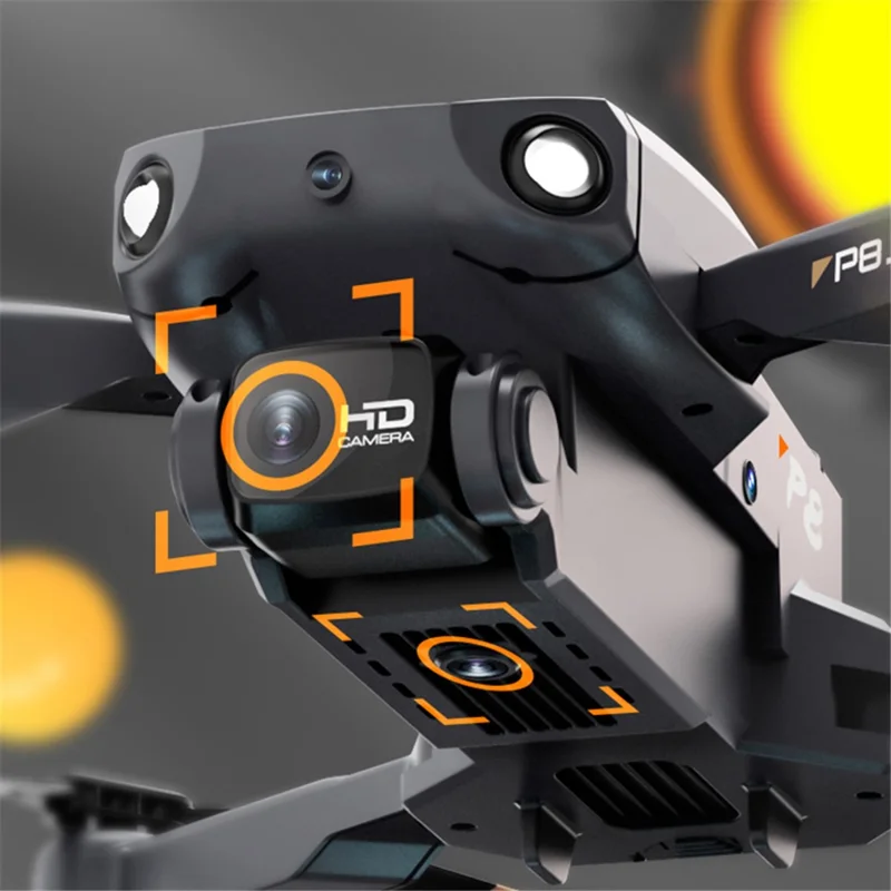 P8 4-seitiger Hinderniserfassungs-Flugzeug HD Luftaufnahme Dual-Kamera RC-Drohne mit Unterstützung der optischen Flussfunktion (1 Akku) - Orange